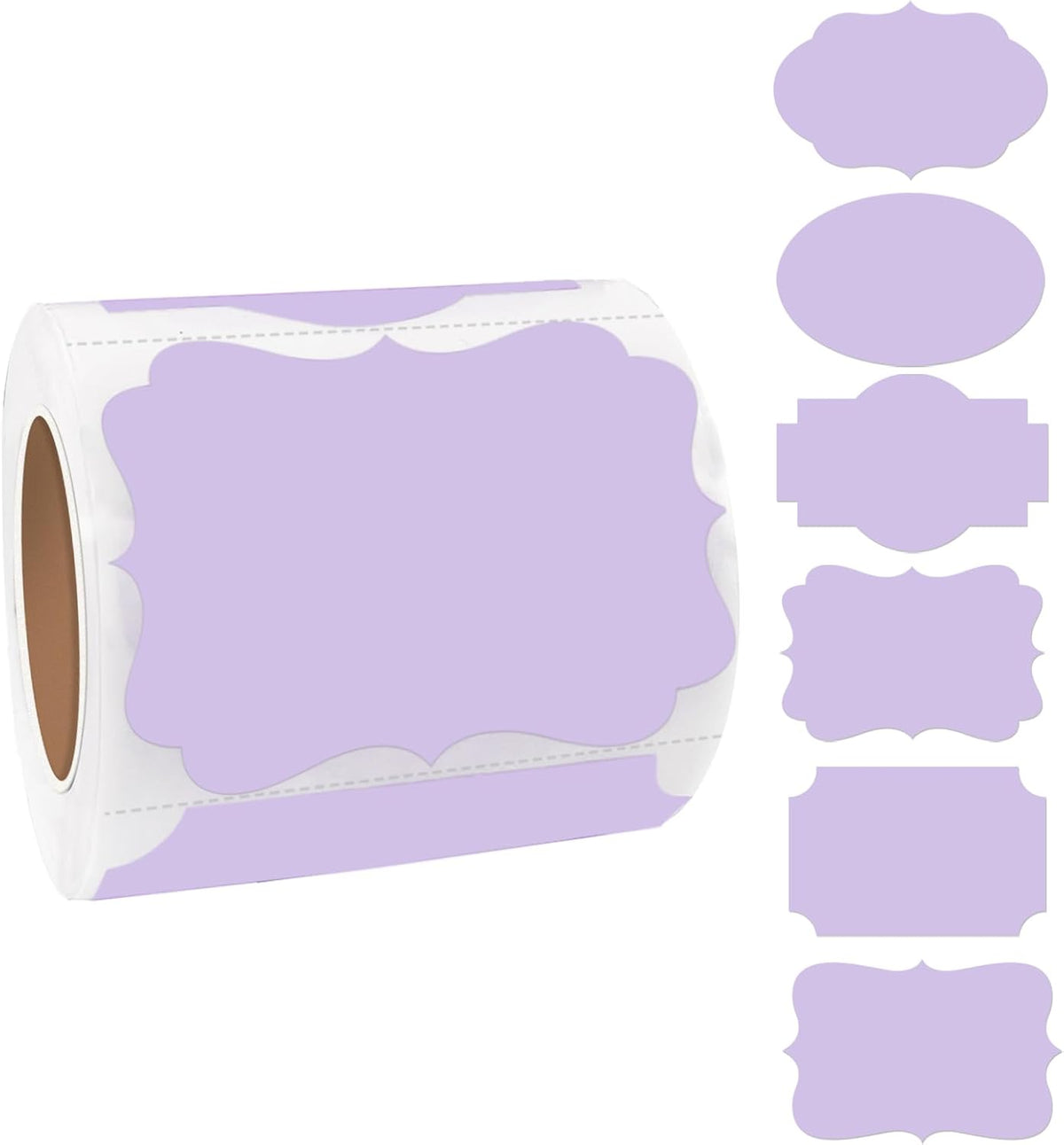 Purple Labels - 250 PCS 3" x 2" Fancy Shape Stickers for Storage Box or Food Jars