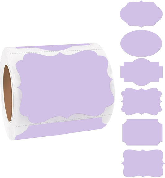 Purple Labels - 250 PCS 3" x 2" Fancy Shape Stickers for Storage Box or Food Jars