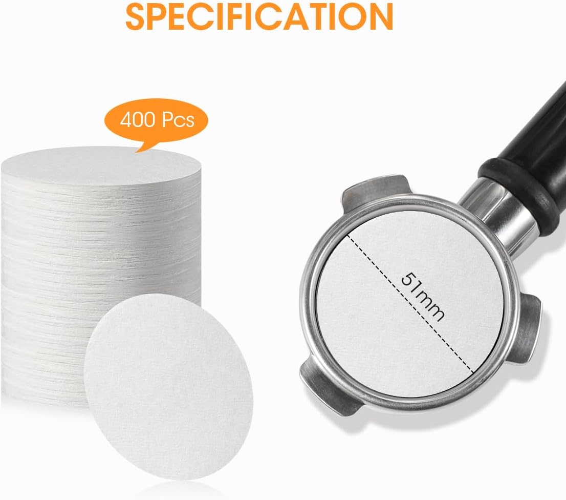 Aieve Espresso Paper Filter Compatible with Breville Barista Espresso Coffee Maker, 400 Pcs 51 mm Espresso Filter Puck Screen Portafilter Paper