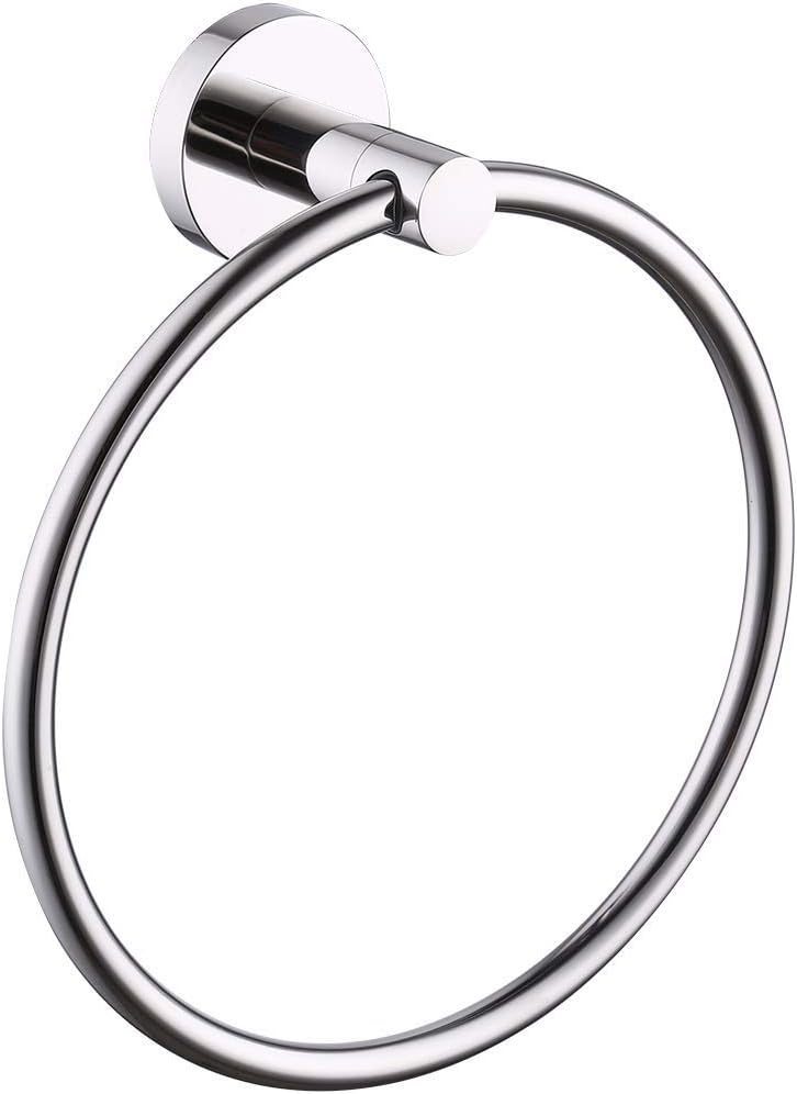 KES Bathroom Hand Towel Holder SUS 304 Stainless Steel Towel Ring Round Bath Towel Holder Wall Mount Polished Finish, A2180