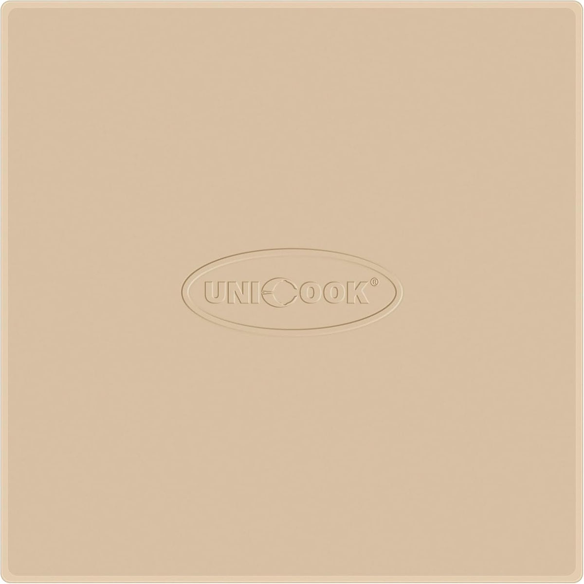 Unicook Pizza Stone for Oven and BBQ Grill, 13 Inch Square Baking Stone for Bread, Cordierite Thermal Shock Resistant Pizza Making Accessory for Oven and Grill, Including Dough Scraper