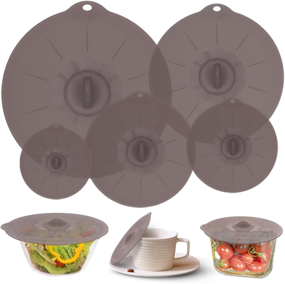 Silicone Lids for Pots and Pans - Silicone Lids for Food and Bowl Covers for Food Safe BPA Free Silicone Bowl Covers Microwave Cover(Gray)
