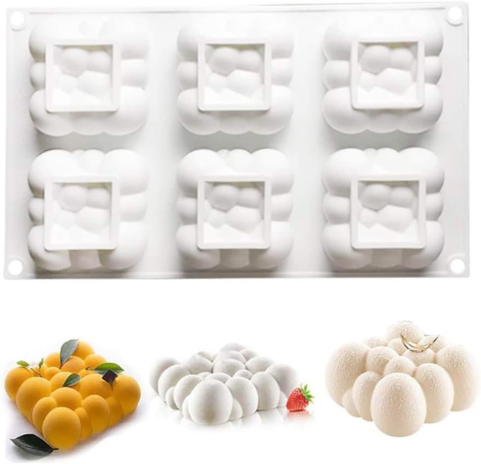 OCPO KITCHEN Cloud Silicone Mold for Baking Mousse Cake, Dessert, Pastry, Ice Cream, Pudding, Jelly, Cake Decoration Mold, Cloud Shape (6-Cavity)
