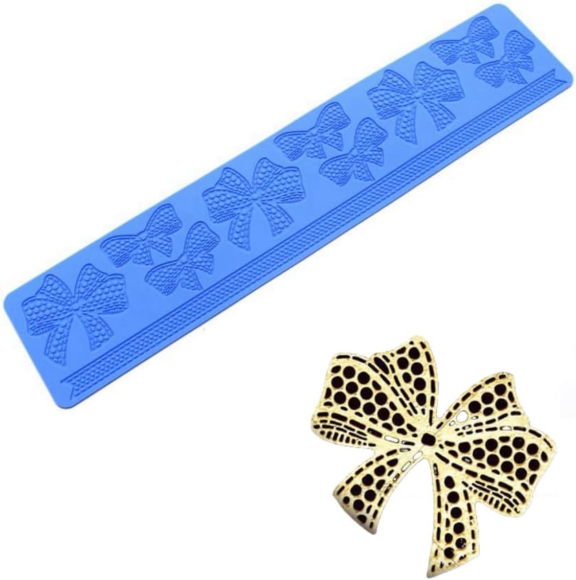 Bow-knot Silicone Fondant Embossing Mat Sugarcraft Bow-knot Lace Pattern Cake Mats Fondant Pastry Embossing Mat Fondant Cake Decorating Mold Sugar Lace Pad Baking Tools