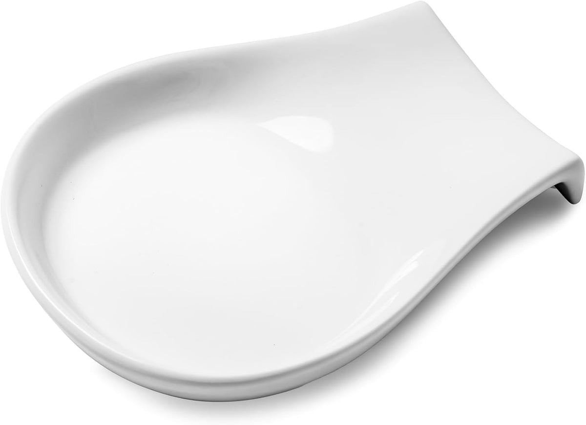 Spoon Rest, 4.5 Inches Spoon Holder for Kitchen Counter Porcelain, White Spoon Rest for Stove Top, Kitchen Utensils Accessories, Set of 1, White