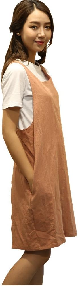 Cotton Linen Japanese Apron Halter Cross Back Bandage X Shape Aprons Two Pockets
