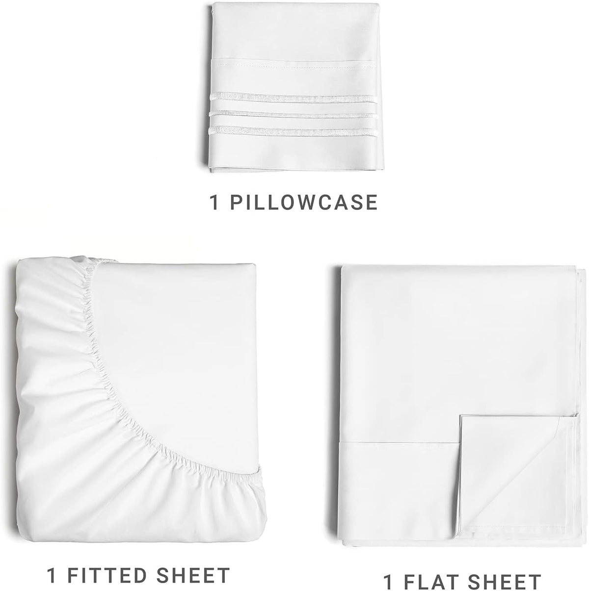 Twin Size 3 Piece Sheet Set - Comfy Breathable & Cooling Bed Sheets Set - Hotel Luxury Bedding for Women, Men, Kids, Teens, Boys & Girls - Deep Pockets, Ultra-Soft and Wrinkle Free - Oeko-Tex - White
