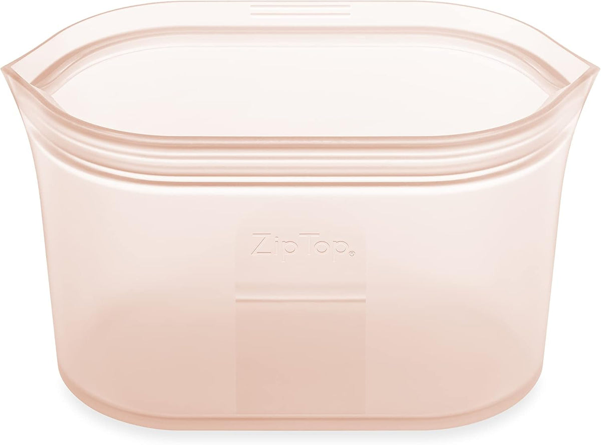 Zip Top Reusable Food Storage Bags | Medium Dish [Peach] | Silicone Meal Prep Container | Microwave, Dishwasher and Freezer Safe | Made in the USA