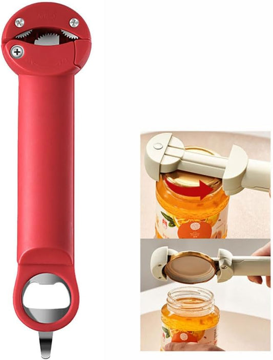Bottle Opener Jar Opener for Weak Hands, Arthritic Hands, Seniors,Low Strength and Children with Beer Opener Red