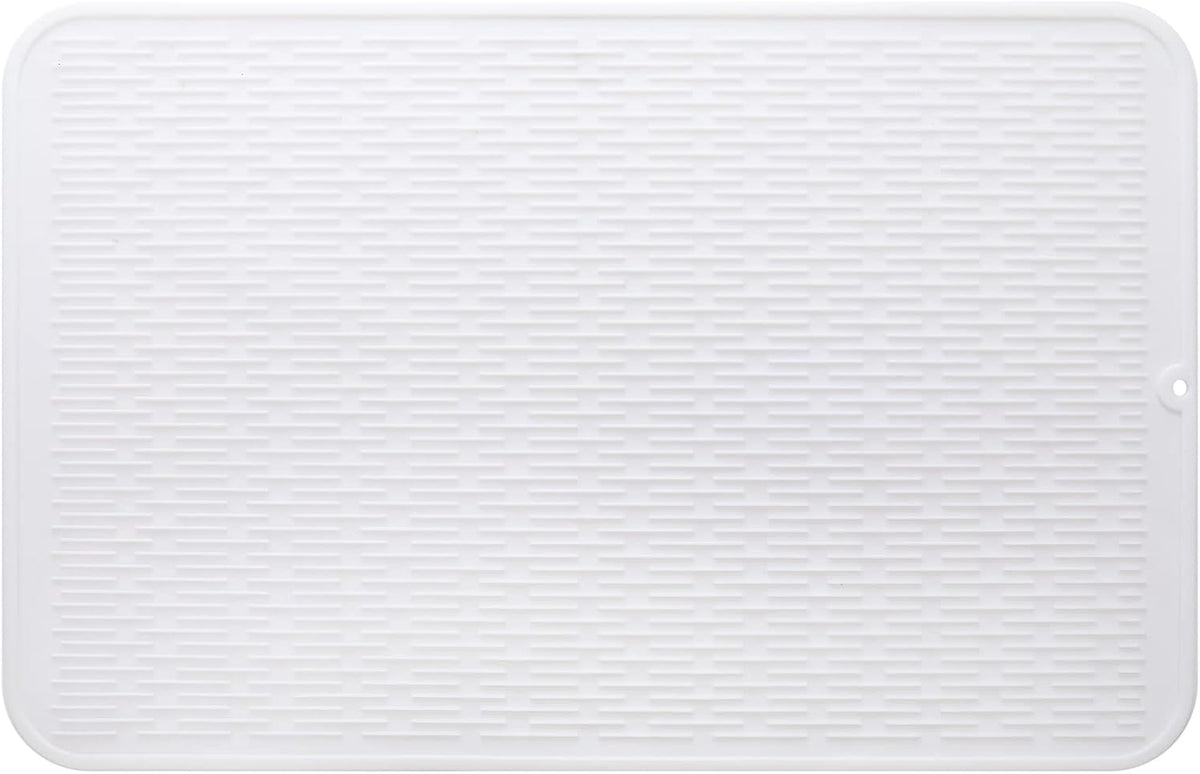 Silicone Dish Drying Mat for Multiple Usage,Easy clean,Eco-friendly,Heat-resistant Silicone Mat for Kitchen Counter or Sink,Refrigerator or Drawer Liner White 3XL 28 inches x 18 inches