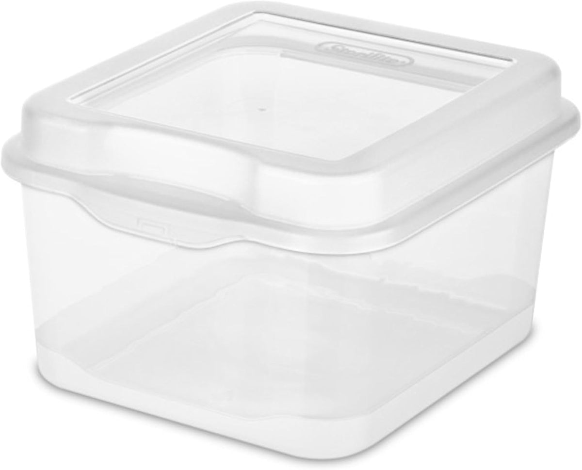 Sterilite FlipTop, Stackable Small Storage Bin with Hinging Lid, Plastic Container to Organize Desk at Home or Office, Clear, 36-Pack