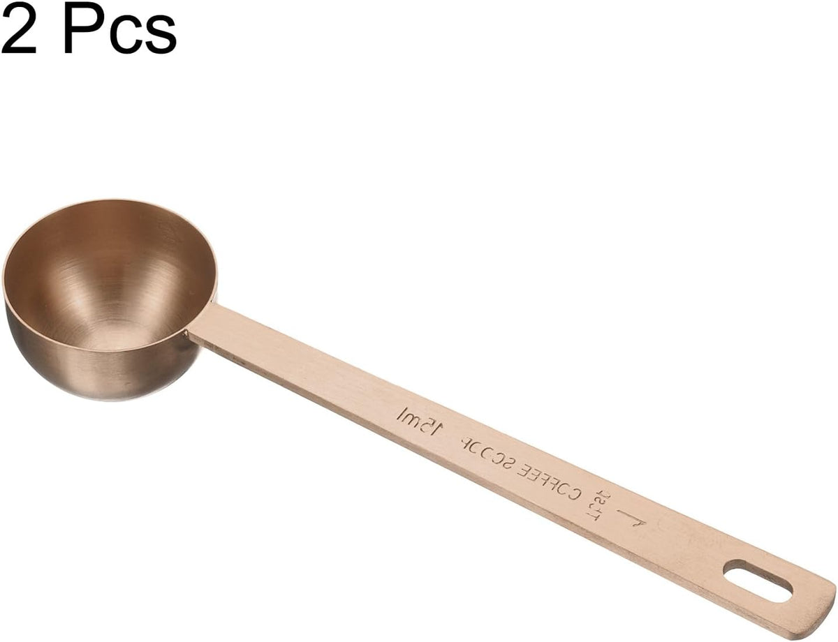 HARFINGTON 2pcs Coffee Scoop Spoon 1tbsp (3tsp, 15ml) 304 Stainless Steel Long Handle Teaspoon/Tablespoon Measuring Spoons Scoops for Tea Sugar Kitchen, Rose Gold