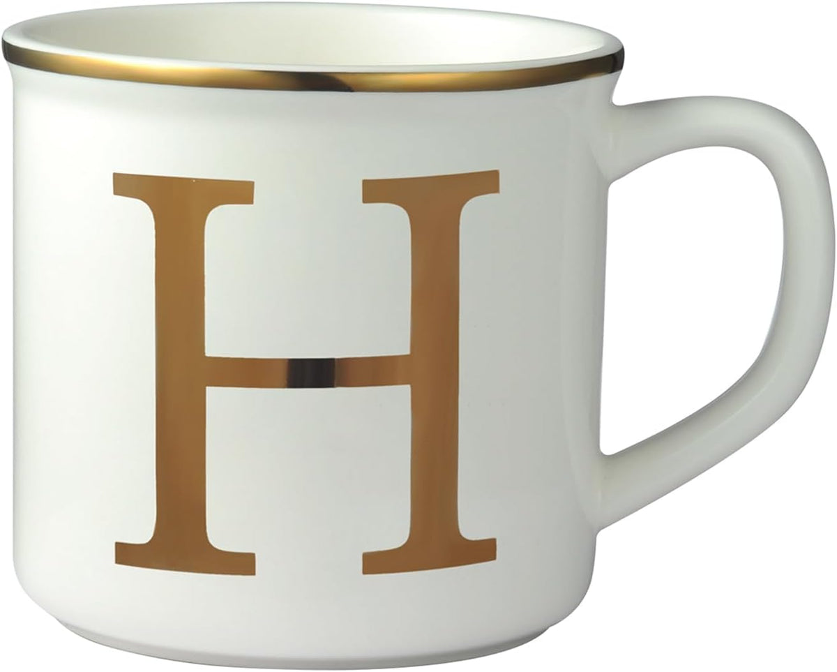 Miicol Ceramic Coffee Mug 16 oz, Monogram Coffee Cup, Golden Initial Tea Mug, Personalized Tea Cup, Unique Gift, Large Mug for Home, Office, Letter H