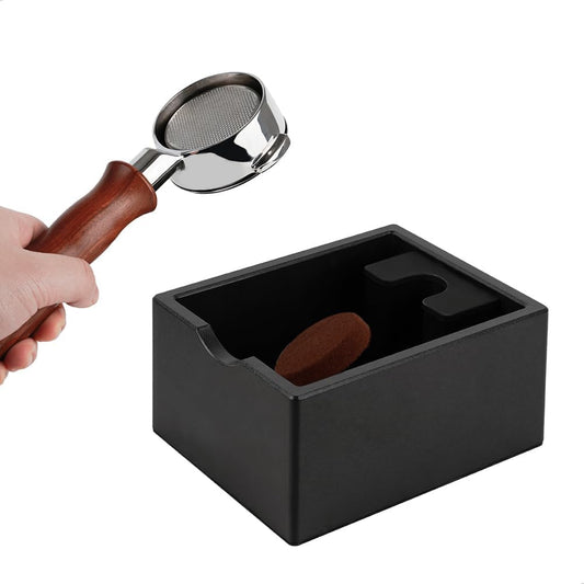 watchget Espresso Knock Box, Coffee Ground Knock Box, Dual Function Storage and Tamping Tool with Non-Slip Base, Made of Durable ABS Plastic, Perfect for Baristas and Coffee Enthusiasts, Black