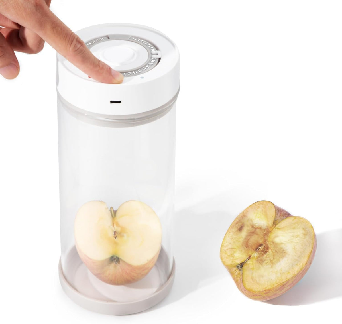 Minidiva Smart Vacuum Container, Automatic Electric Airtight Glass Jar for Food Coffee Storage Meal Prep (White-1350ml-1)
