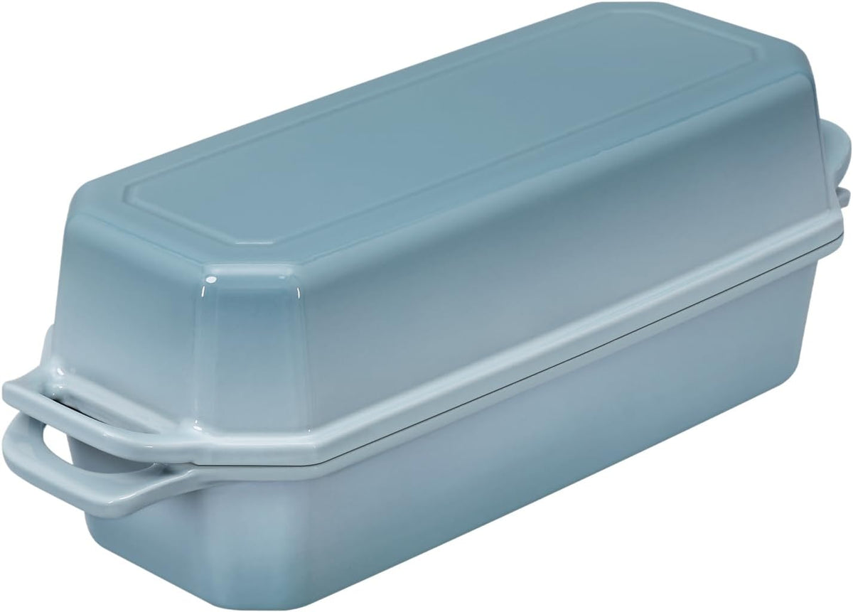 Bread Pan Cast Iron Loaf Pan with Lid Bread Loaf Pan 13x5 Inch Enameled Cast Iron Sourdough Bread Pan, LightBlue