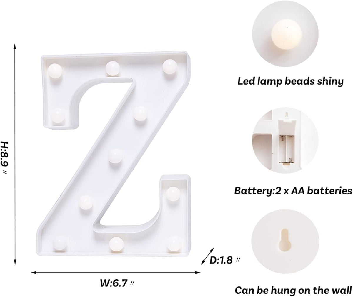 Foaky LED Letter Lights Sign Marquee Light Up Letters Sign for Night Light Wedding/Birthday Party Battery Powered Christmas Lamp Home Bar Decoration(Z)
