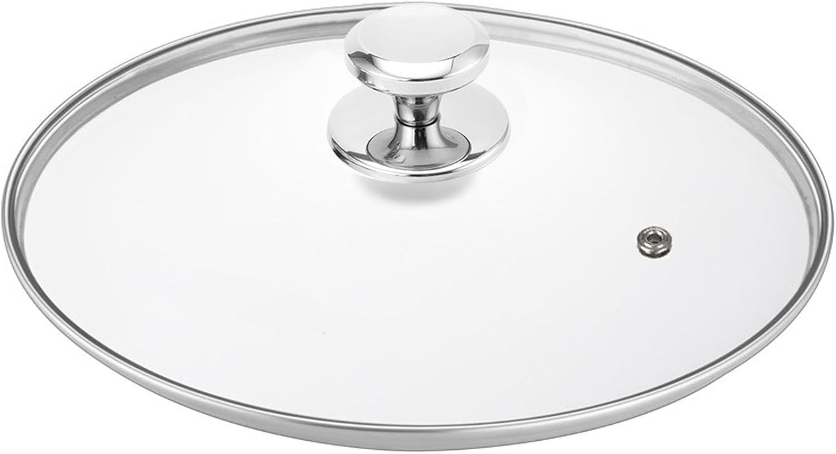 Glass Lid for 10.25 Inch Stainless Steel Cast Iron Skillets Frying Pans, 26cm Tempered Lids for Dutch Ovens, 10.25 In Pan Cover with Stainless Steel Rim for Stock Pots, Dishwasher Safe