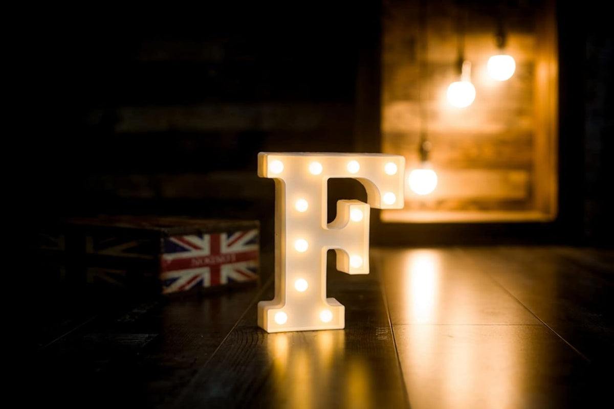 Foaky LED Letter Lights Sign Marquee Light Up Letters Sign for Night Light Wedding/Birthday Party Battery Powered Christmas Lamp Home Bar Decoration(F)
