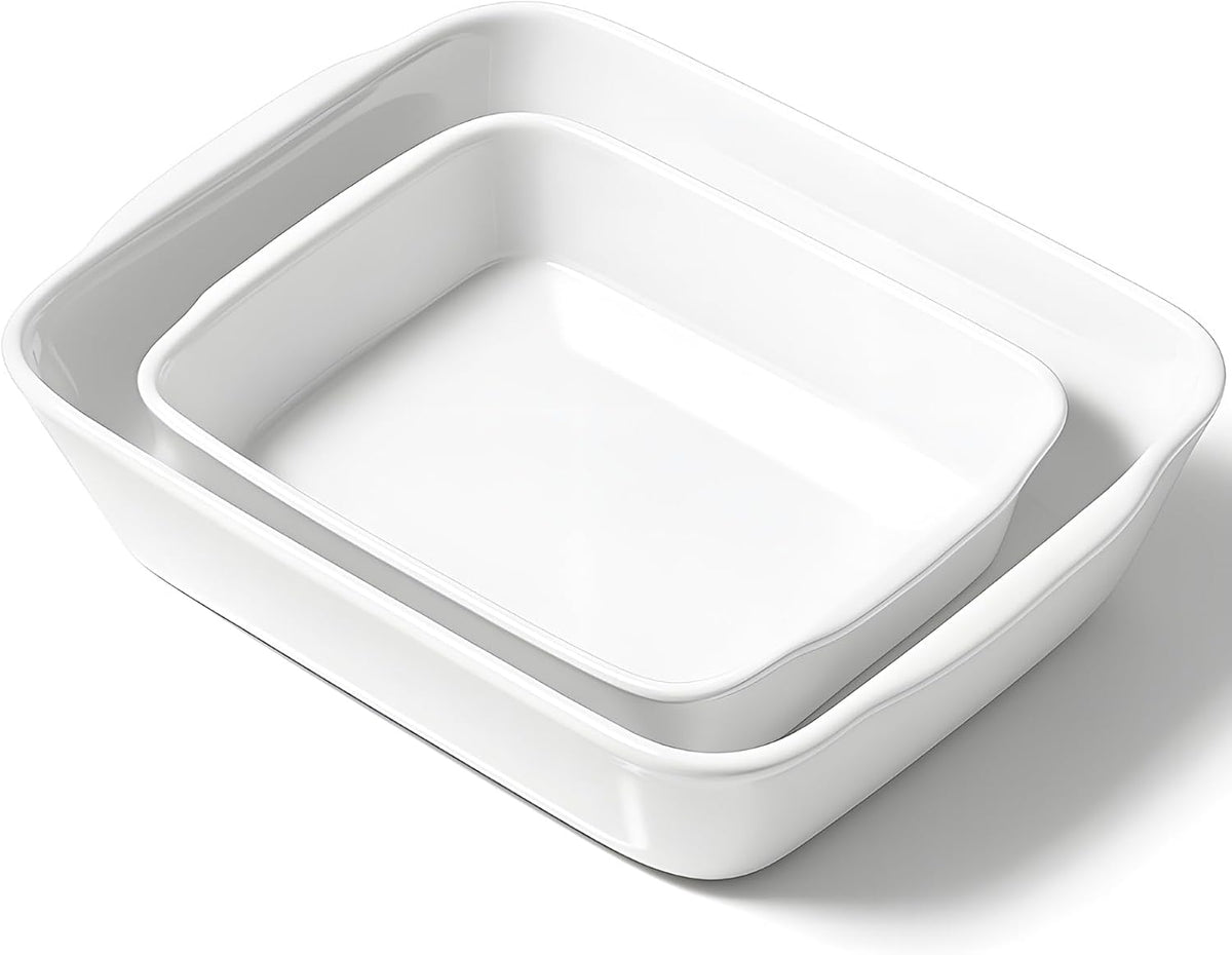 Casserole Dish Set for 2,Ceramic Baking Pan, Ceramic Baking Dish, Bakeware for Baking, Kitchen Decor, Microwave Oven Safe,Kitchen Decor (1.2QT/3QT)