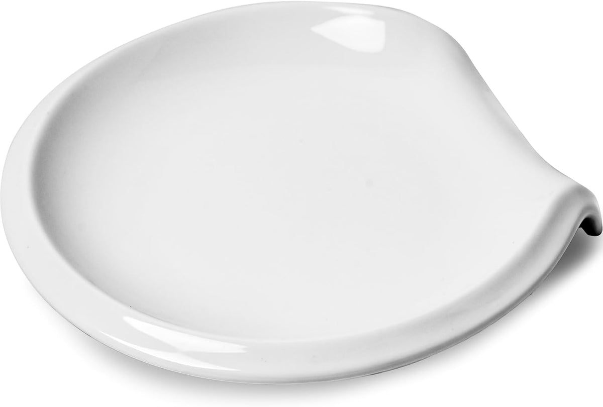 Spoon Rest for Stove Top, 5.5 Inches Kitchen Spoon Holder, Ceramic Spoon Rest Stove Top, Kitchen, Coffee, Set for 1, White