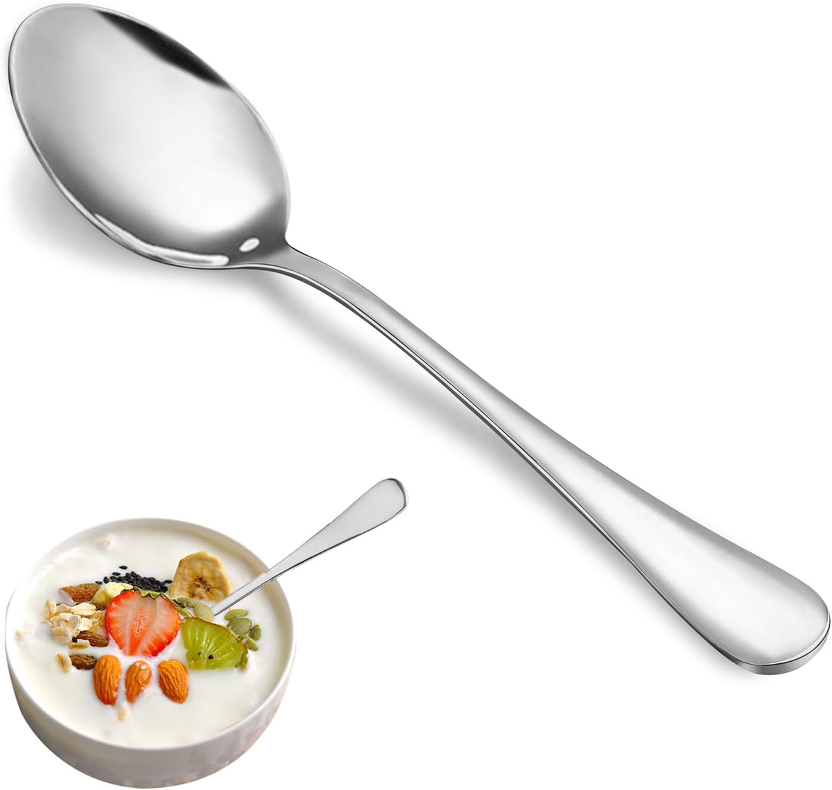 Teaspoon Set,16 Piece 6.7" Spoons Silverware, Premium Food Grade Stainless Steel Tea Spoons, Durable Small Spoon, Good Teaspoons, Kitchen Dessert Spoon Set, Mirror Finish & Dishwasher Safe