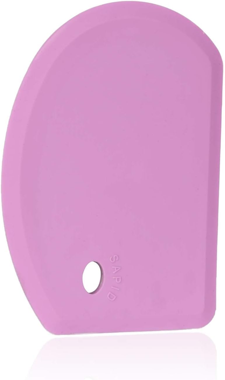 Sapid Silicone Bowl Scraper Flexible Curved Edge (5.98"×4.3"), Food Grade Bench Dough Scraper for Baking Sourdough Bread, Cake, Fondant Icing, Heat- Resistance Kitchen Dish Pan Scrapers (1, Purple)