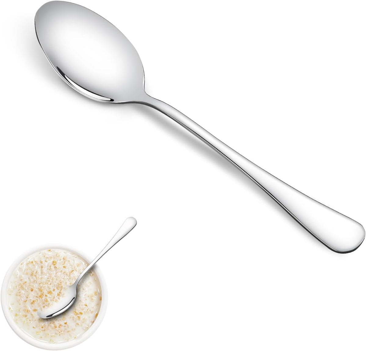 12 Pcs Dinner Spoons Set 7.32" Premium Food Grade Stainless Steel Spoons Mirror Finish & Dishwasher Safe,Use for Home,Restaurant