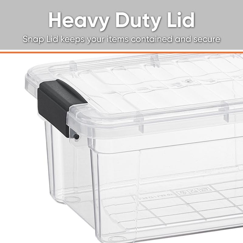 Superio Clear Storage Bins with Lids, Stackable Storage Box with Latches and Handles, Extra Small, 4 Pack 3 Quart