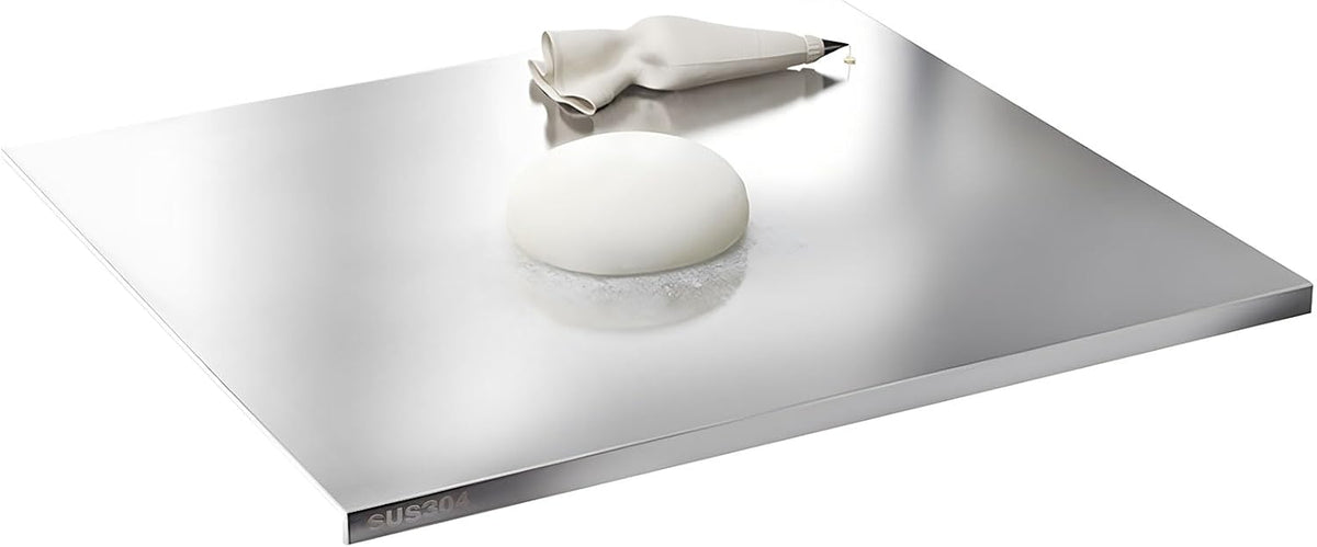 Stainless Steel Cutting Boards for Kitchen,304 Stainless Steel Chopping Boards with Lip and Non-slip silicone pad for Countertop Cutting Meats Fruits,Easy To Clean(19.6 * 23.6 * 0.06inch)