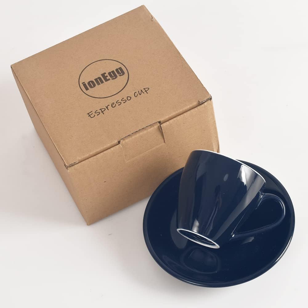 Porcelain Espresso Cup with Saucer, Espresso shot Cup, 80ml/2.7Oz, Deep Blue
