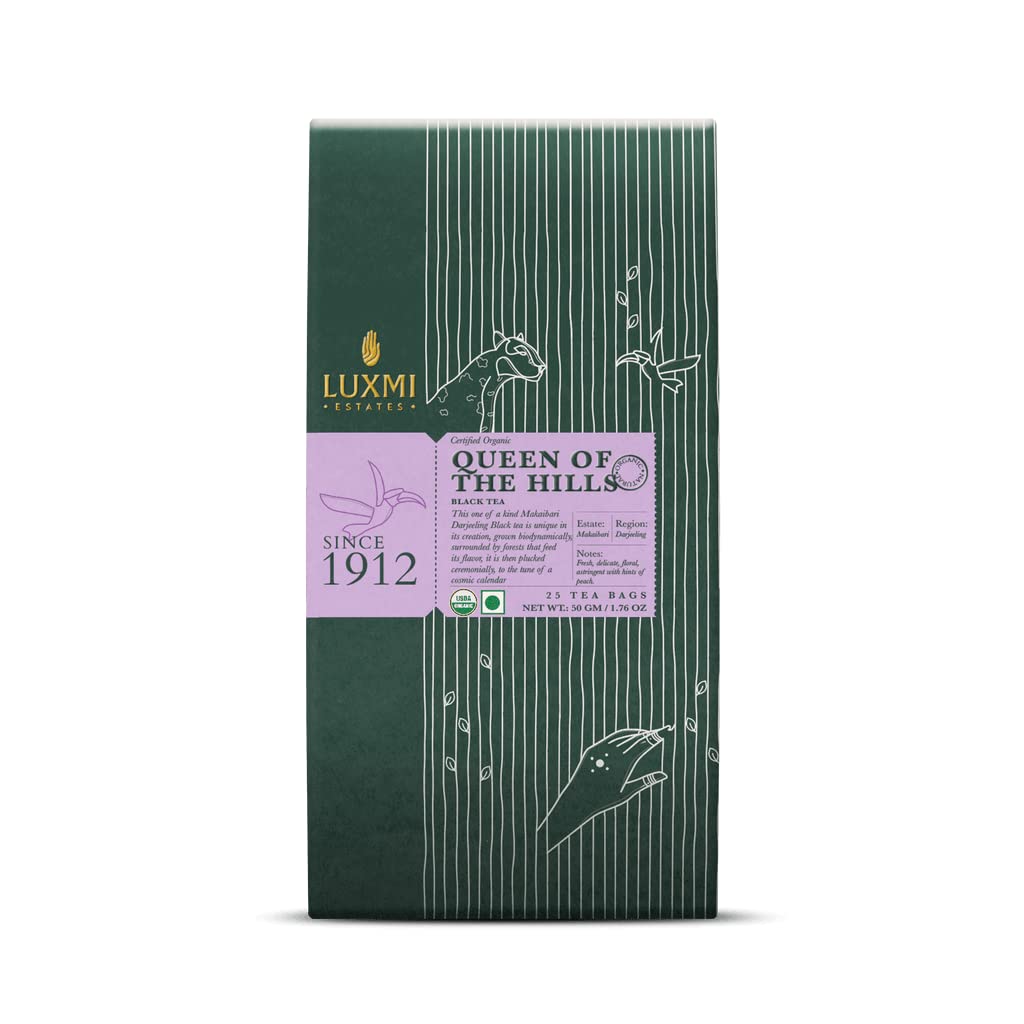 Luxmi Estates Queens Black Tea Blend 25 Tea Bags (50gm) Pack | Organic Black Tea | 50 Cups