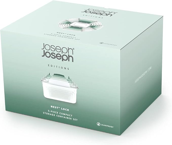 Joseph Joseph Nest Lock, 10 Piece Plastic Food Storage Container set with lids, Leak Proof, Airtight, Space Saving, Kitchen Storage, BPA free - Sage Green