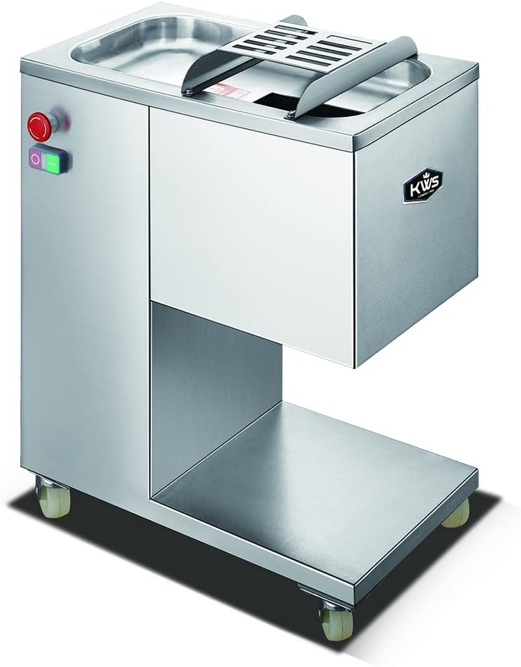 KWS SP-68 Commercial 1950W Meat Slicer 794 lbs/hr Floor Model Stainless Steel Fresh Meat Slicer Electric Meat Cutting Machine for Restaurant/Deli/Butcher Shop (7mm)