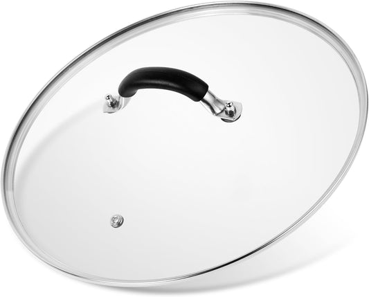 10.25 Inch Tempered Glass Lid for Lodge Skillets, Dutch Ovens & Pans - Universal Fit for 10-10.25 Inch Cookware - Oven & Dishwasher Safe up to 400°F - with Steam Vent & Ergonomic Handle