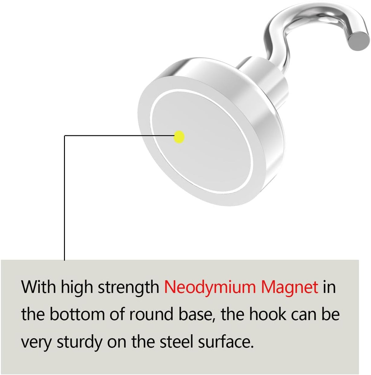 Strong Magnetic Hooks with 1 Inch Dia Magnet Base, 80lbs - 12Pack Heavy Duty Rare Earth Magnet Hook for Refrigerator,Extra Strong Cruise Hook for Hanging, Magnetic Hanger for Cabins, Grill