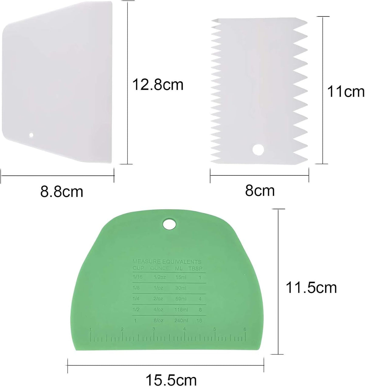 4 PCS Dough Scraper Bench Scraper, Plastic Bench Scraper for Dough Cutter for Bread Cake Dough Fondant Icing