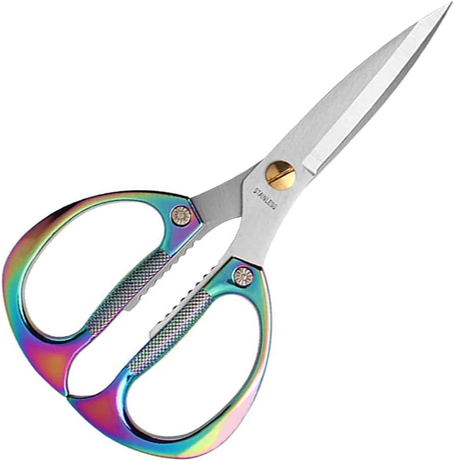 Multi-Purpose Kitchen Shears Scissors, Heavy Duty Stainless Steel Scissors with Strong Straight Edge Snips Golden Handle