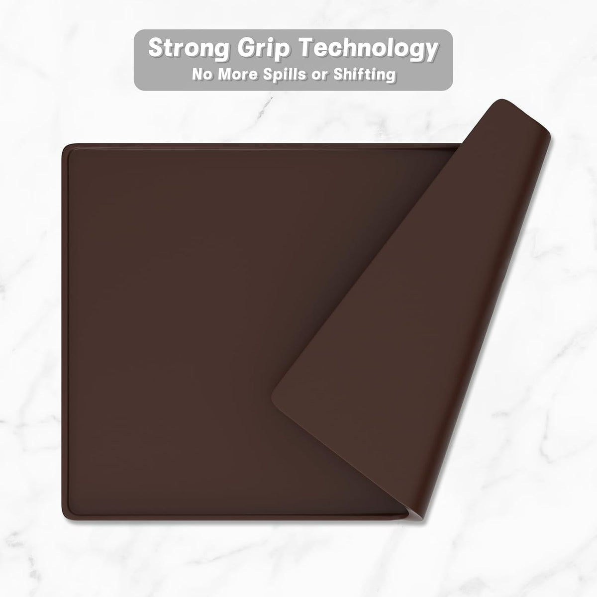 Rnivvi Silicone Coffee Mat, 16" x 24" Waterproof Raised Edge Coffee Bar Mats for Espresso Machine Station Accessories, Heat Resistant Dish Drying Pad for Kitchen Counter, Rubber Bar Decor Pad, Brown