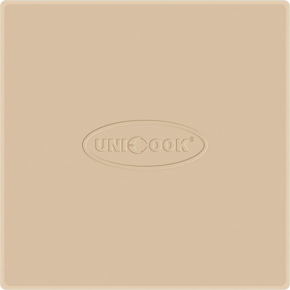 Unicook Pizza Stone for Oven and Grill, 11 Inch Square Baking Stone for Bread, Small Cordierite Oven Grill Pizza Pan, Thermal Shock Resistant, Including Dough Scraper