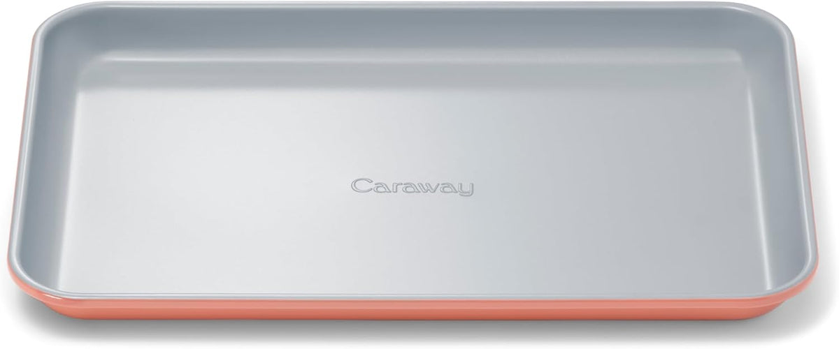 Caraway Nonstick Ceramic Small Baking Sheet (9x13”) – Non-Toxic, PTFE & PFOA Free – Oven Safe – Aluminized Steel Core – Mini Sheet Pan for Baking, Roasting & More - Perracotta