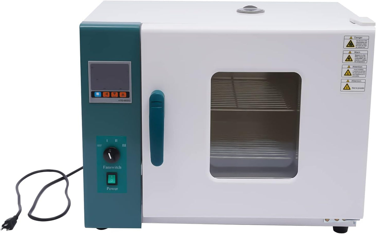 Digital Forced Air Convection Drying Toaster Oven Oven Heat 45L Industrial Lab Temperature Control Adjustable Fan Speed 110V 1500W, Stainless Steel,(350mm*350mm*350mm Chamber)