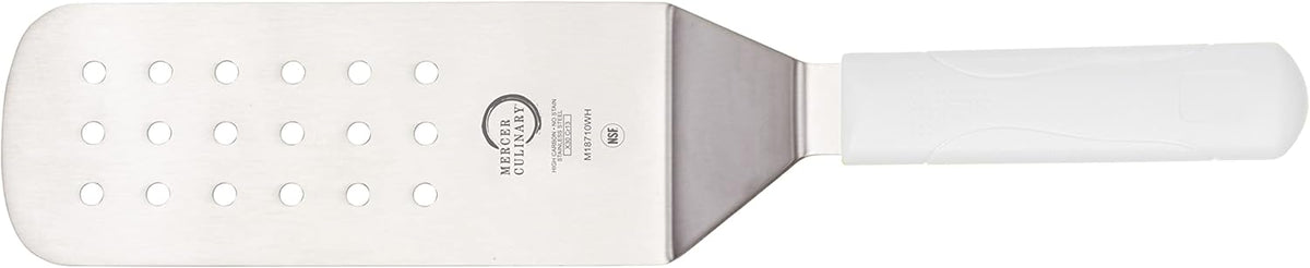 Mercer Culinary Millennia Perforated Turner, 8 Inch x 3 Inch Blade, White Handle