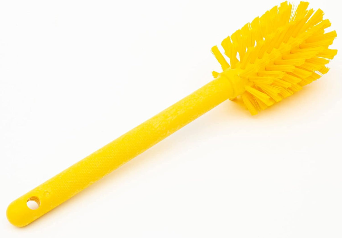 SPARTA Large Water Bottle Brush Ideal for Wide-Mouth Jars, Bottles and Tumblers, Dishwashing Tool with Handle for Home and Commercial Kitchens, Plastic, 12 Inches, Yellow, (Pack of 6)