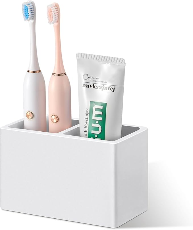 Luxspire Toothbrush Holder, Fast Drying Tooth Brush Holder for Bathroom, Diatomite Electric Tooth Brush and Toothpaste Organizer for Bathroom Kitchen Vanity Countertop, Light Gray