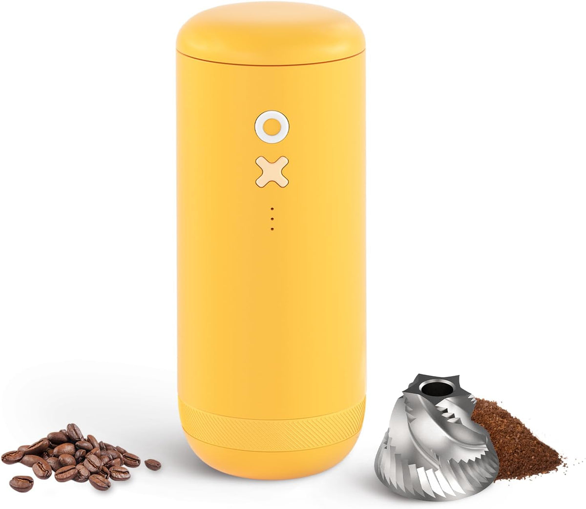 Nuttii Burr Coffee Grinder – Electric, Portable, Small, Quiet Adjustable Conical Burr Mini Coffee Bean Mill, 20 Grind Settings for Espresso, Pour-Over, French Press Moka for Home Use (Sunshine Yellow)