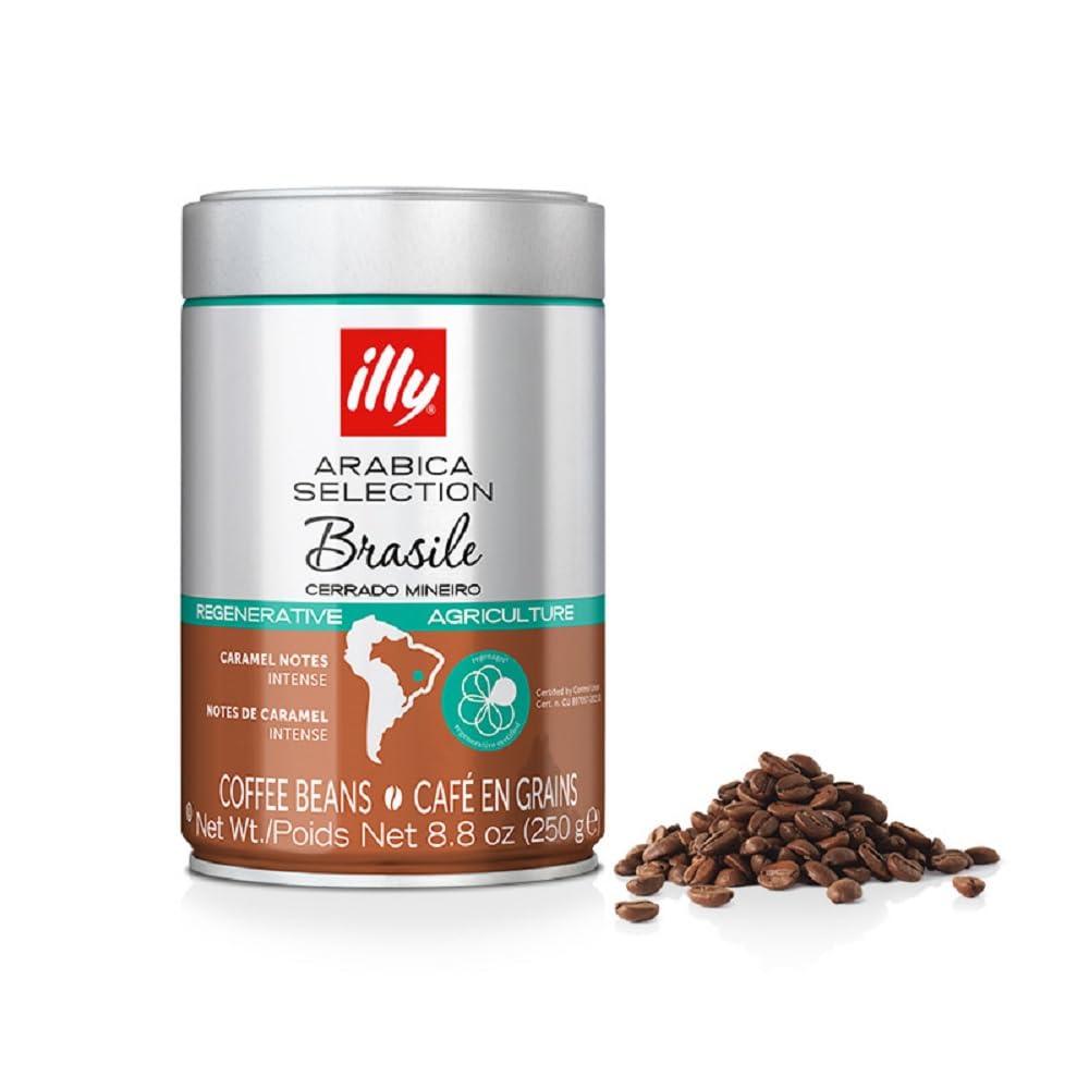 illy Arabica Selections Brasile - Cerrado Mineiro Whole Bean Coffee, Regenerative Agriculture Coffee, 8.8oz (Pack of 1)