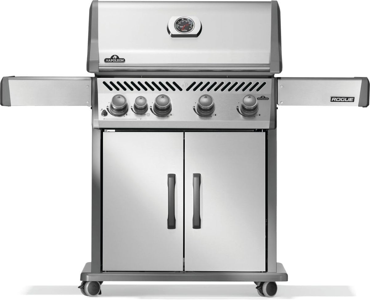 Napoleon Rogue 525 Propane Gas Grill with Range Side Burner, Stainless Steel, Durable 5-Burner Grilling Experience