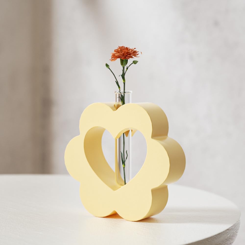 Heart Resin Vase Mold with Test Tube Culture Water Plant Silicone Molds for Crafts Epoxy Resin Casting Mold for DIY Flower Holder Home Office Decor Wedding (Style 1)