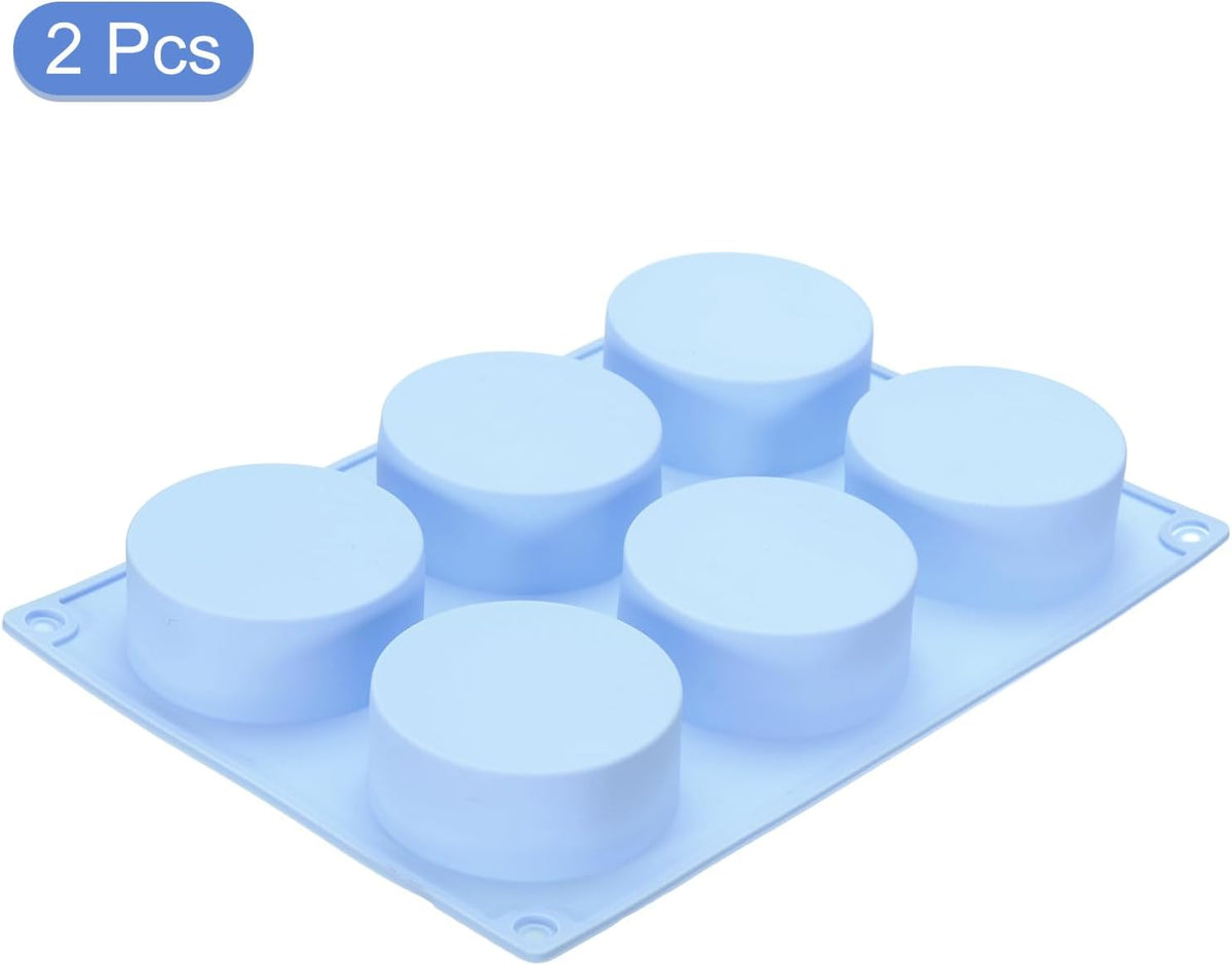uxcell 2pcs Silicone Muffins Pan, 6 Cup Silicone Cupcake Pan Nonstick Baking Tray for Muffins, Cupcakes, Dishwasher Safe, Blue